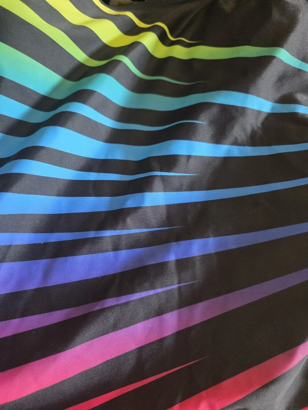 Black One-Piece Swimsuit with Rainbow Stripes
